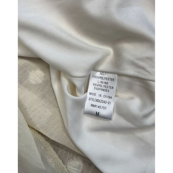 Peach Love California Women's Ivory Textured V-Neck Dress Size M - Picture 6 of 7